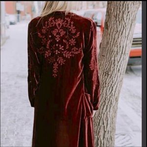 NWT Johnny Was Black Velvet Esso Eyelet Duster